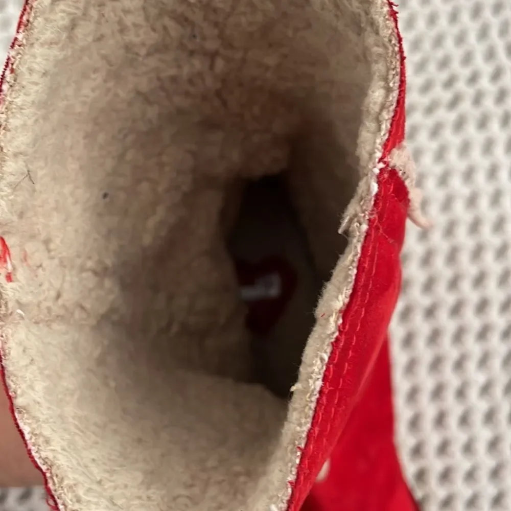 Love, Moschino red suede boots, size 36/5